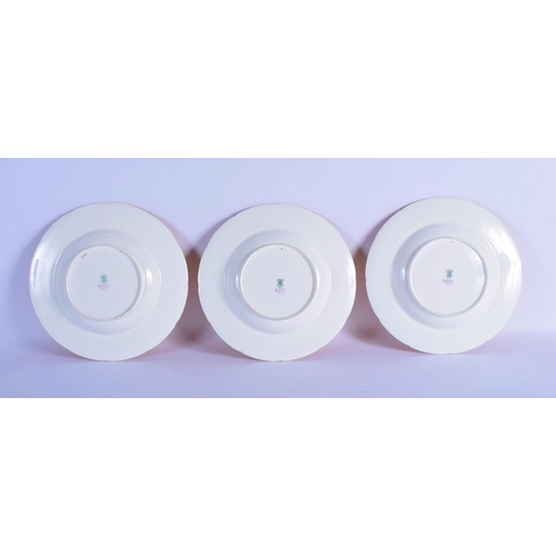 180 - Coalport soup plates with pink ground profusly decorated with acid etched gilding, made for Gilman C... 