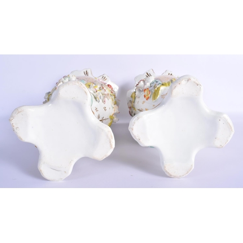 21 - A LARGE PAIR OF EARLY 19TH CENTURY ENGLISH ENCRUSTED PORCELAIN VASES Coalport or Rockingham, togethe... 