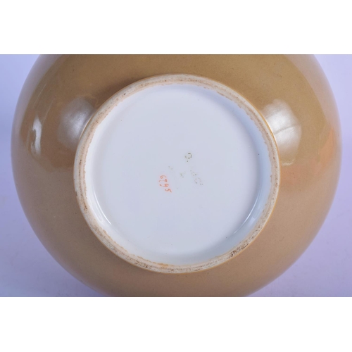 303 - A 19TH CENTURY EUROPEAN TWIN HANDLED PORCELAIN VASE enamelled in relief with gilt flowers. 26 cm x 1... 