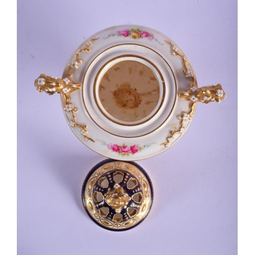 304 - A ROYAL WORCESTER TWIN HANDLED VASE AND COVER together with a Royal doulton golfing box. Largest 17 ... 