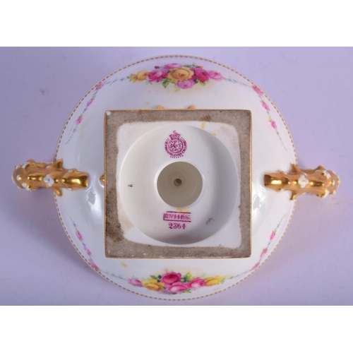 304 - A ROYAL WORCESTER TWIN HANDLED VASE AND COVER together with a Royal doulton golfing box. Largest 17 ... 