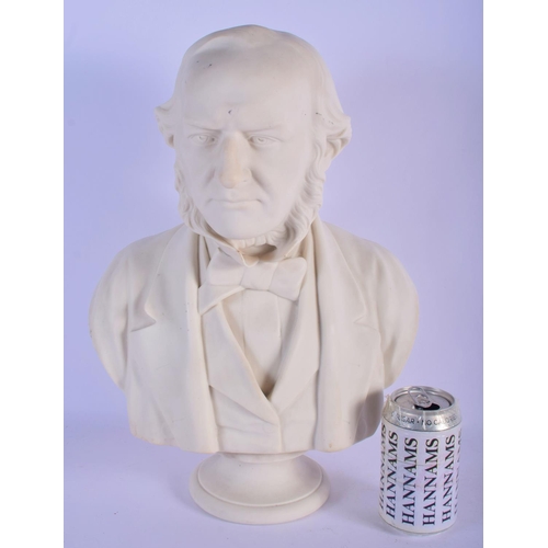 309 - A LARGE 19TH CENTURY ENGLISH PARIAN WARE BISQUE GLAZED BUST modelled as a male. 42 cm x 24 cm.