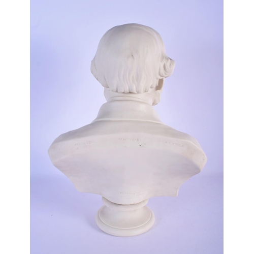 309 - A LARGE 19TH CENTURY ENGLISH PARIAN WARE BISQUE GLAZED BUST modelled as a male. 42 cm x 24 cm.