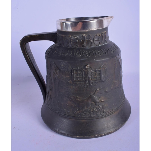 311 - AN ANTIQUE SILVER MOUNTED JOHN GILPIN BLACK GLAZED JUG together with a whitw glazed Moore type bowl.... 