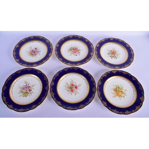 312 - AN ANTIQUE COALPORT PART DESSERT SERVICE decorated with foliage and seaweed scrolls. Largest 28 cm w... 