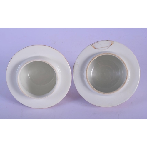 328 - A LARGE PAIR OF 19TH CENTURY GERMAN AUGUSTUS REX VASES AND COVERS painted with lovers. 37 cm x 18 cm... 