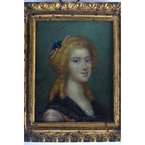 332 - European School (18th/19th Century) Pair, Oil on tin, together with another miniature. Largest 12 cm... 