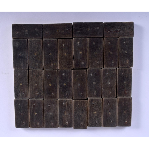 335 - A COLLECTION OF ANTIQUE BONE AND WOOD DOMINOS. (qty)