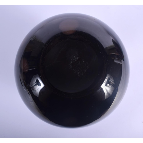 34 - A SCOTTISH MONART BLUE GLASS VASE with splash decoration. 24 xm x 10 cm.