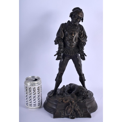 347 - A LARGE VINTAGE FRENCH BRONZE BUST OF A MALE modelled over hounds. 40 cm x 15 cm.