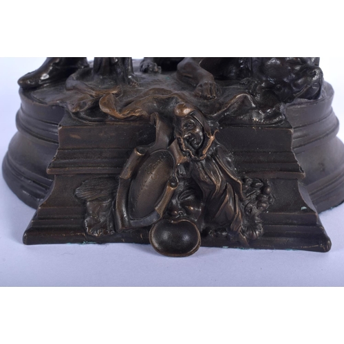 347 - A LARGE VINTAGE FRENCH BRONZE BUST OF A MALE modelled over hounds. 40 cm x 15 cm.
