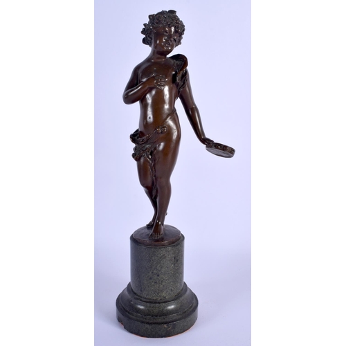 349 - European School (1920) Bronze, Boy and tamborine. 30 cm high.