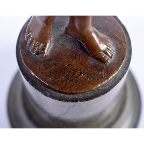 349 - European School (1920) Bronze, Boy and tamborine. 30 cm high.