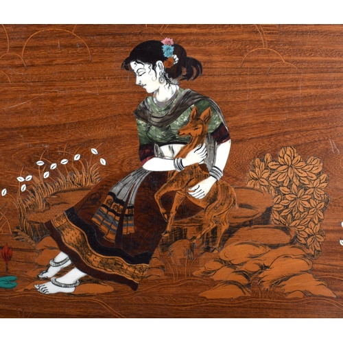 358 - A 19TH CENTURY ANGLO INDIAN SANDALWOOD CASKET together with a similar tray and two kukri daggers. La... 