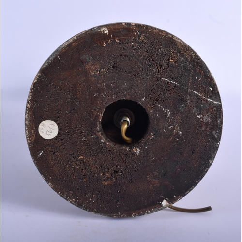 378 - AN ANTIQUE SILVERED CONTINENTAL WOOD CANDLESTICK LAMP. 49 cm high.