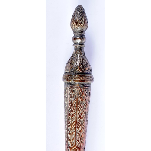 380 - A 19TH CENTURY MIDDLE EASTERN ISLAMIC TYPE HEATING SPOON decorated with foliage. 50 cm long.