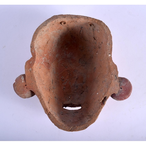 398 - A VERY UNUSUAL 19TH CENTURY SOUTH AMERICAN MAYAN AZTEC MEXICAN MASK modelled with tribal earrings. 1... 