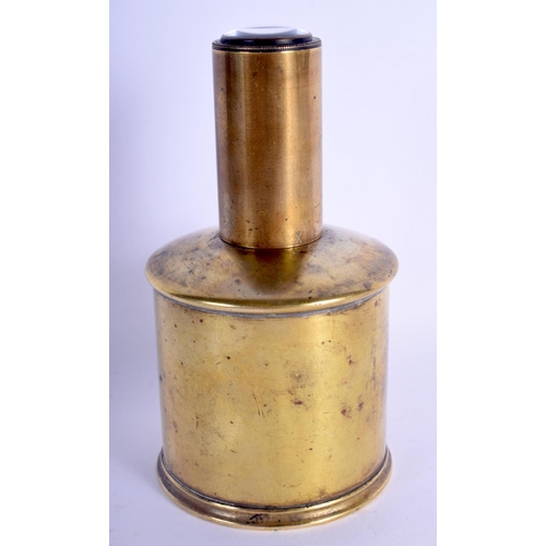 418 - A VINTAGE S MAW SON & SONS BRASS MAGNIFYING BRASS LAMP. 11.5 cm high.