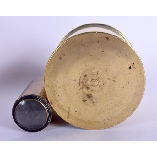 418 - A VINTAGE S MAW SON & SONS BRASS MAGNIFYING BRASS LAMP. 11.5 cm high.