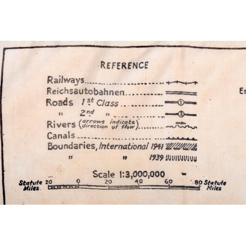 422 - A WWII RAF PILOTS SILK ESCAPE AND EVASION MAP. Silk 48 cm x 34 cm.