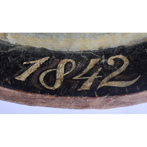 424 - A RARE LARGE MID 19TH CENTURY PRIZE BULL BUTCHERS DISPLAY SERVING PLATTER painted with a standing bu... 