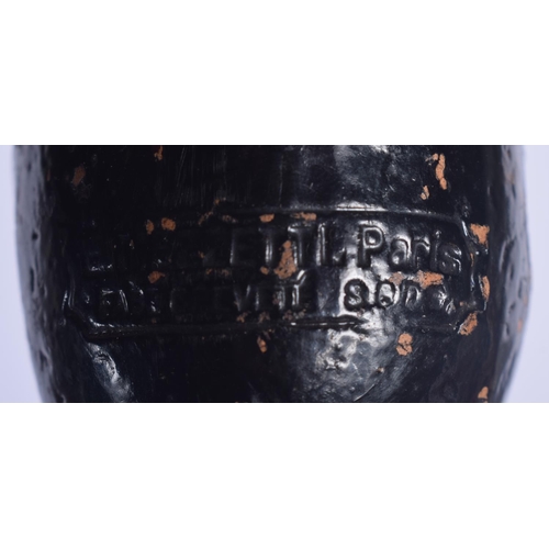 447 - A RARE PAIR OF 19TH CENTURY FRENCH MEZZETTI OF PARIS POTTERY OCARINA INSTRUMENTS with gilded highlig... 