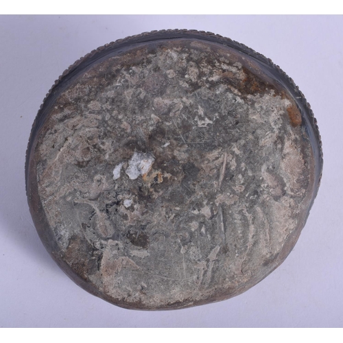 451 - A VERY RARE 19TH CENTURY SOUTH AMERICAN PAINTED STONE PAPERWEIGHT formed as a coiled snake. 9.25 cm ... 