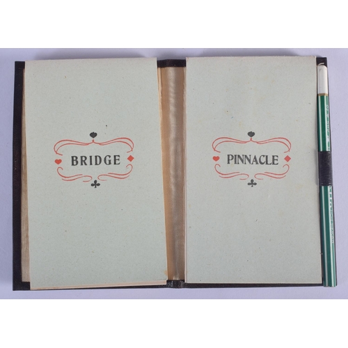 455 - A CHARMING EARLY 20TH CENTURY LEATHER CASED GENTLEMANS GAMING BOX with unusual musical box features ... 