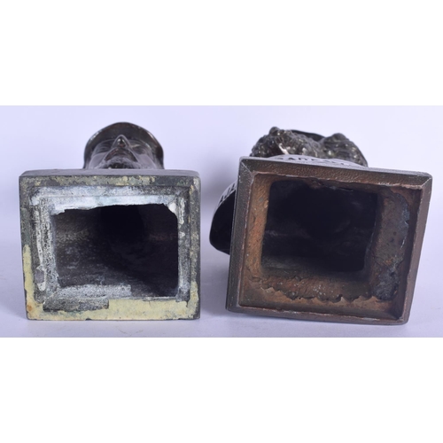 457 - A PAIR OF ANTIQUE GRAND TOUR BUSTS OF GREEK GODS. 17 cm high.