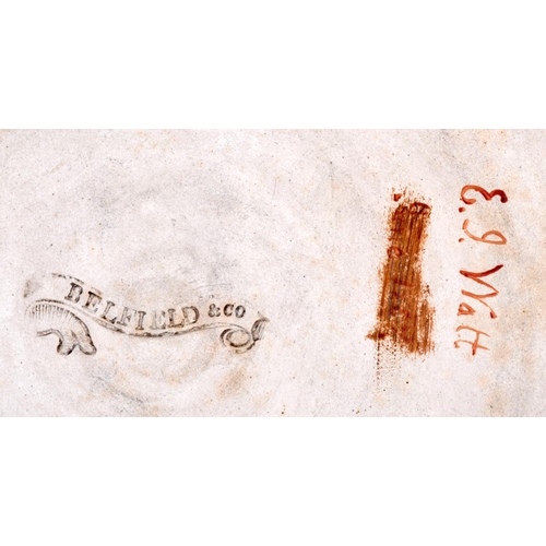 46 - A VERY RARE PAIR OF 19TH CENTURY BELLFIELD & CO TERRACOTTA DISHES painted by E Watt, unusually decor... 