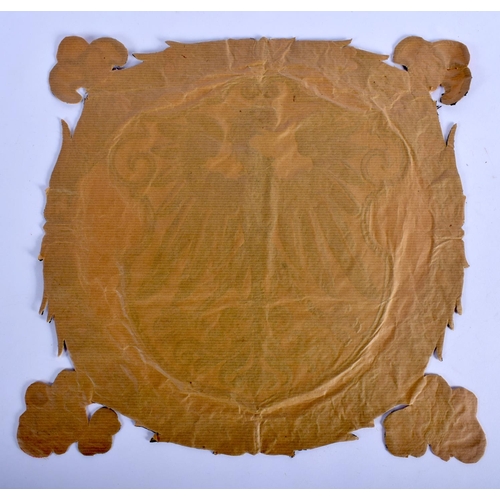 473 - AN UNUSUAL ANTIQUE EUROPEAN SILK EMBROIDERED EAGLE BIRD PANEL possibly Polish or German. 30 cm squar... 