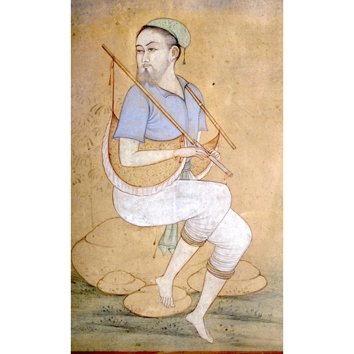 474 - Indian Persian School (18th/19th Century) Watercolour, Seated Male. Image 18 cm x 12 cm.