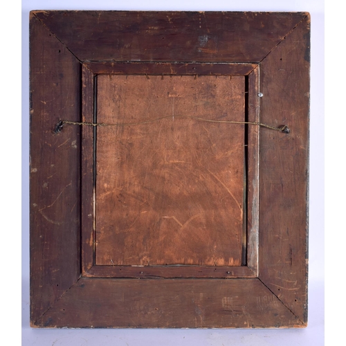 478 - AN ANTIQUE ITALIAN FLORENTINE CARVED WOOD FRAME containing an engraving of children. 45 cm x 37 cm.