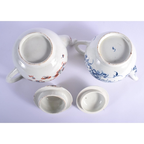5 - AN 18TH CENTURY WORCESTER MANSFIELD TEAPOT AND COVER together with a Liverpool overglazed teapot and... 