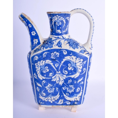54 - AN UNUSUAL TURKISH OTTOMAN IZNIK FAIENCE POTTERY CARAFE painted with vines and flowers. 22 cm x 10 c... 