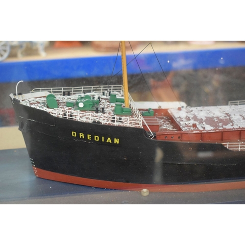434 - A VERY LARGE MID 20TH CENTURY PAINTED SCRATCH BUILT MODEL BOAT OF OREDIAN  modelled upon a painted w... 