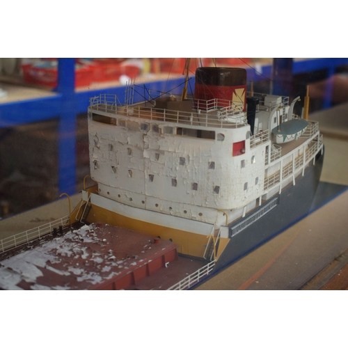 434 - A VERY LARGE MID 20TH CENTURY PAINTED SCRATCH BUILT MODEL BOAT OF OREDIAN  modelled upon a painted w... 