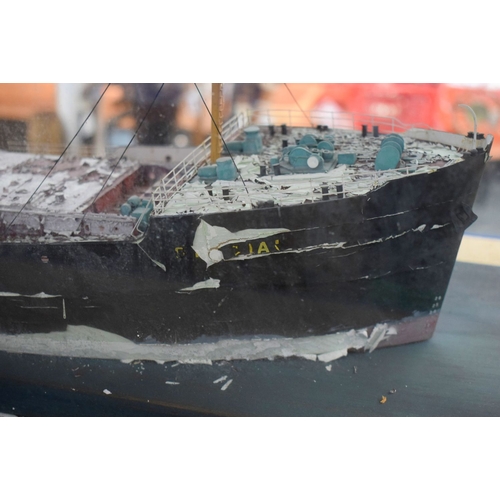 434 - A VERY LARGE MID 20TH CENTURY PAINTED SCRATCH BUILT MODEL BOAT OF OREDIAN  modelled upon a painted w... 