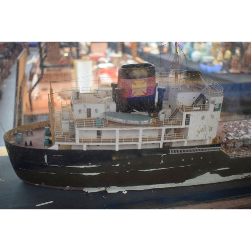 434 - A VERY LARGE MID 20TH CENTURY PAINTED SCRATCH BUILT MODEL BOAT OF OREDIAN  modelled upon a painted w... 