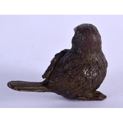 1001 - A JAPANESE BRONZE BIRD OKIMONO. 115 grams. 5.5 cm x 3.75 cm.