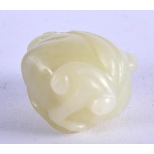 1009 - A 19TH CENTURY CHINESE GREENISH WHITE JADE FRUTING POD Qing, of naturalistic form. 3 cm x 2 cm.