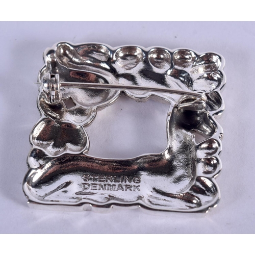 1010 - A DANISH SILVER DEER BROOCH. 13 grams. 3.5 cm x 3.5 cm.