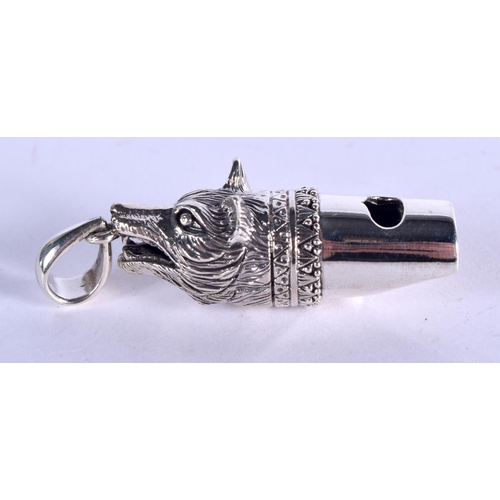 1012 - A SILVER FOX WHISTLE. 11 grams. 4.5 cm x 1.25 cm.