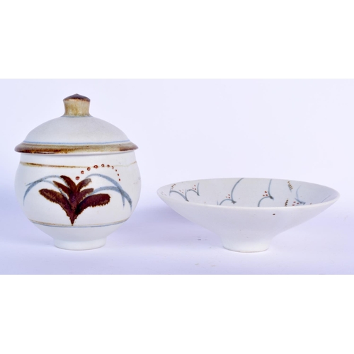 102 - A DAVID LEACH BOWL AND COVER together with a David Leach bowl. Largest 14 cm wide. (2)