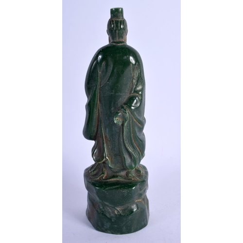 1025 - A CHINESE JADE TYPE BUDDHA. 18 cm high.