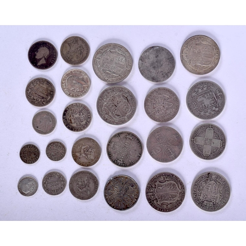 1052 - ASSORTED VICTORIAN / GEORGIAN SILVER COINS.  Weight 192g (24)