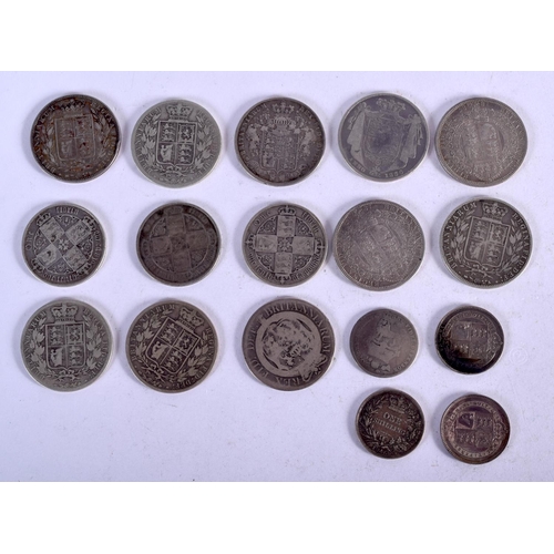 1053 - ASSORTED VICTORIAN / GEORGIAN SILVER COINS.  Weight 193g (17)