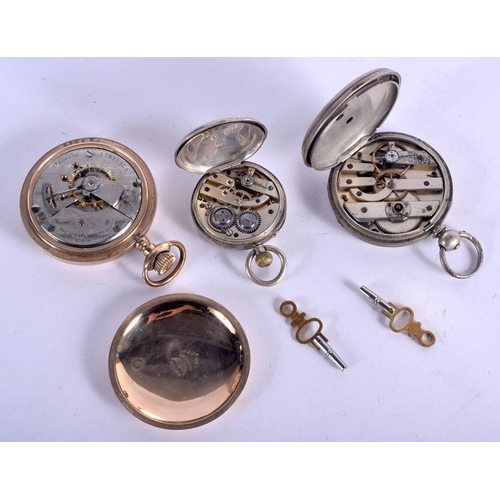 1072 - THREE POCKET WATCHES.  1 stamped 935 with 2 keys (5)