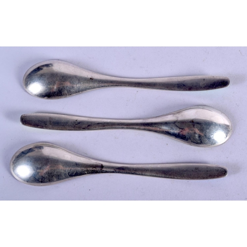 1111 - THREE NORWEGIAN STERLING SILVER AND ENAMEL SPOONS.  Stamped Sterling Norway, 14.8cm x 3cm, weight 98... 