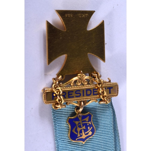 1129 - A  WRC-WOMEN'S RELIEF CORPS BRASS COLOURED MEDAL WITH LIGHT BLUE RIBBON ATTACHED, DATED 1883, PRESID... 